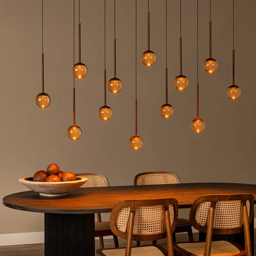 Lucide CALINA - Pendant light - LED Dim. - CCT - 12x7W 2200K/3300K - Coffee | Premium - atmosphere 1